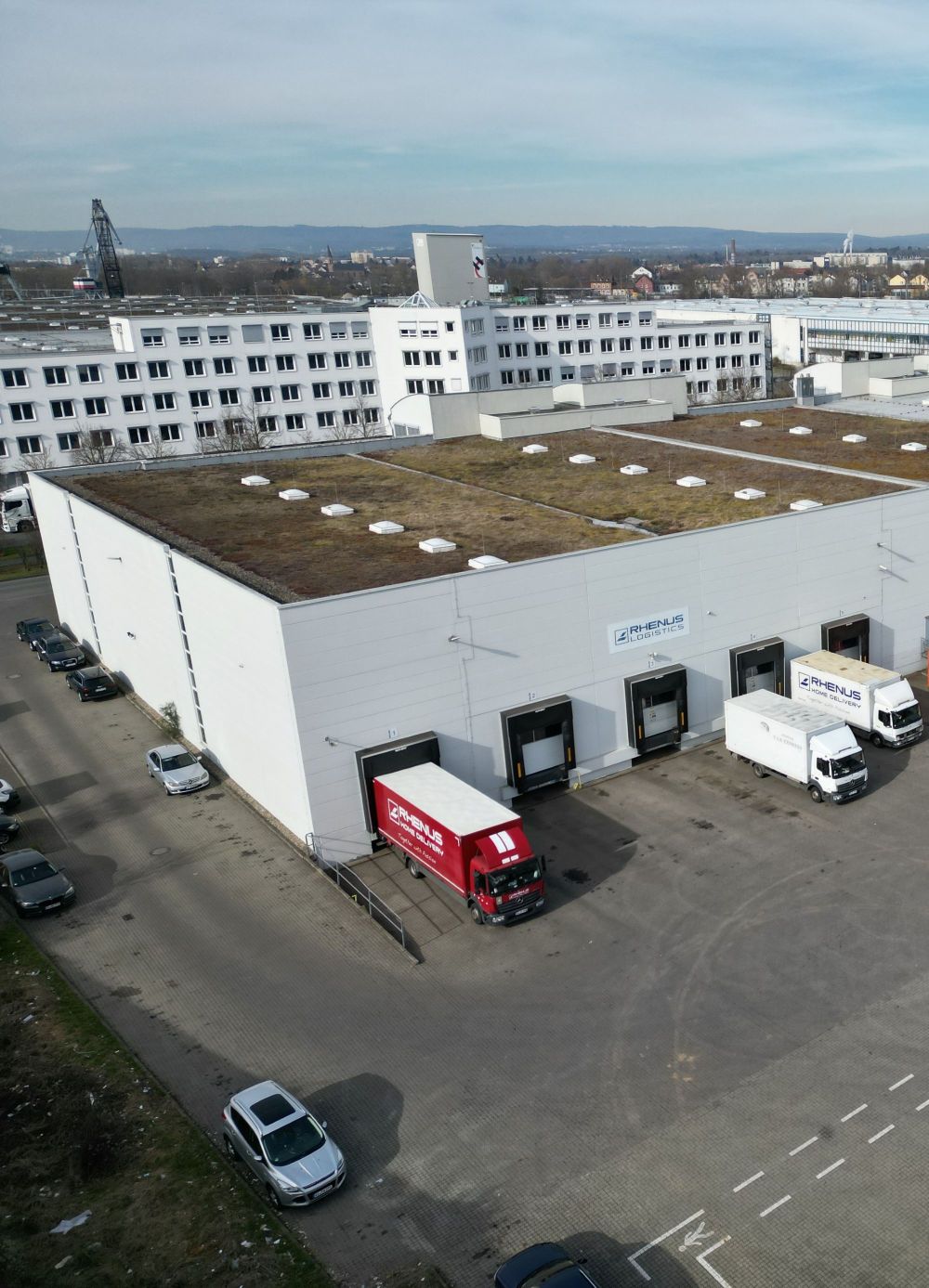 REALOGIS, logistics company, Sovereign Network, courier company, transport company, warehouses, aerial view Ginsheim-Gustavsburg / Photocredit: REALOGIS 